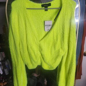 Forever 21 Neon Green crop sweater